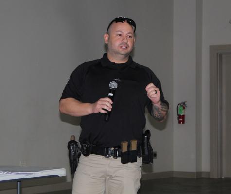 City of Wills Point Police Chief Aaron Long shared what his city is planning in advance of the total solar eclipse event scheduled for Monday, April 8. Long spoke Feb. 21 during a Total Solar Eclipse Planning meeting at the Van Zandt County Farm Bureau Event Center in Canton. Photo by David Barber