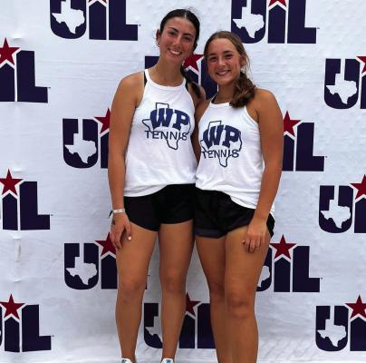 The duo of Kristyn Dunn and Jyllian Phillips represented Wills Point at the Class 4A State Tennis Tournament April 25-26, capping their season with an appearance in the State Quarterfinals. Courtesy photo