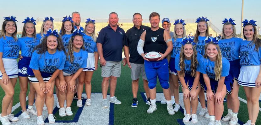 Cole Roberts was recognized with the Unsung Hero Award prior to Wills Point’s homecoming game against the visiting Paris North Lamar Panthers Sept. 23. Courtesy photo