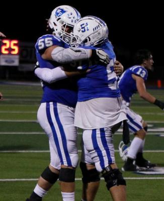 The Wills Point Tigers had plenty to celebrate Friday night, fending off the Roosevelt Mustangs to score a 28-22 win. The victory snapped what had become a 19-game winless streak. Photo courtesy of WPISD Yearbook staff