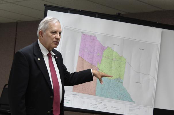 Van Zandt County Judge Andy Reese discussed the makeup of the four commissioner precincts in VZC May 10 during the ‘What’s Up in VZC?’ seminar at the Senior Citizens building in Canton. Photo by David Barber